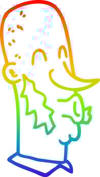 rainbow gradient line drawing cartoon man with side burns vector