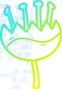 cold gradient line drawing cartoon flower vector