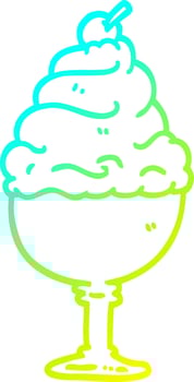 cold gradient line drawing cartoon ice cream vector