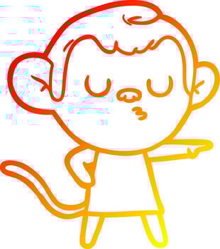 warm gradient line drawing cartoon calm monkey vector