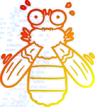 warm gradient line drawing cartoon bee vector