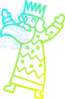 cold gradient line drawing cartoon jolly king vector