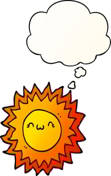 cartoon sun and thought bubble in smooth gradient style vector