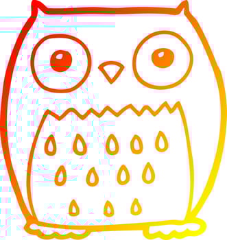 warm gradient line drawing cartoon owl vector