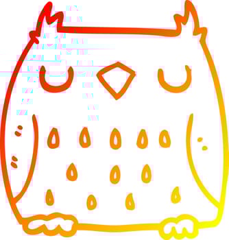 warm gradient line drawing cute cartoon owl vector