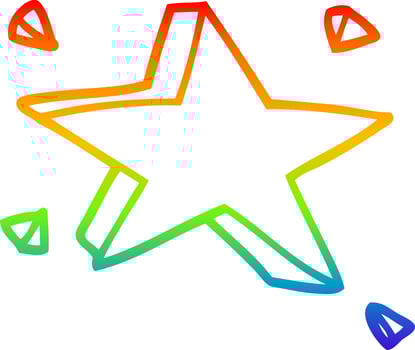 rainbow gradient line drawing cartoon star vector