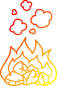 warm gradient line drawing cartoon hot coals vector