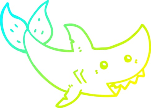 cold gradient line drawing cartoon shark vector