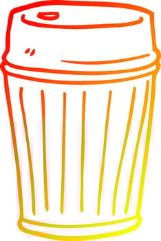 warm gradient line drawing cartoon take out coffee vector