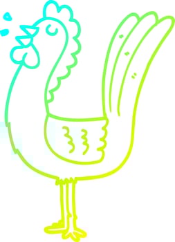 cold gradient line drawing cartoon rooster vector