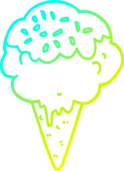 cold gradient line drawing cartoon ice cream vector