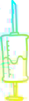 cold gradient line drawing cartoon syringe of blood vector