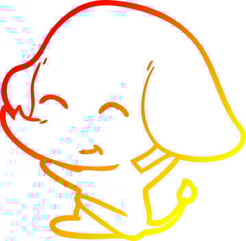 warm gradient line drawing cute cartoon elephant vector