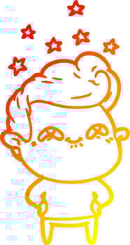 warm gradient line drawing cartoon excited man vector