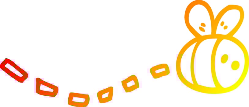 warm gradient line drawing cartoon bee vector