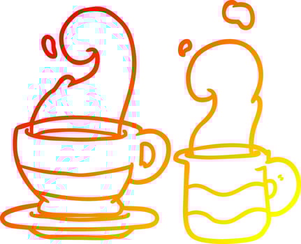 warm gradient line drawing cup of coffee vector
