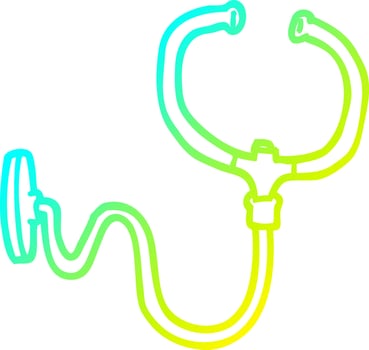 cold gradient line drawing cartoon stethoscope vector