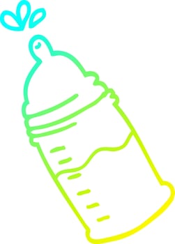 cold gradient line drawing cartoon baby bottle vector