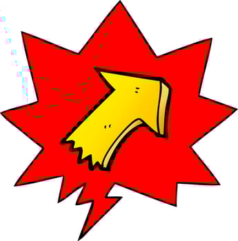 cartoon pointing arrow and speech bubble in smooth gradient style vector