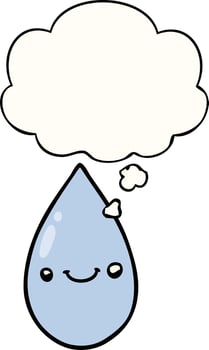 cartoon cute raindrop and thought bubble vector