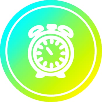 alarm clock circular in cold gradient spectrum vector