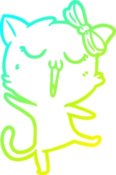 cold gradient line drawing cartoon cat vector