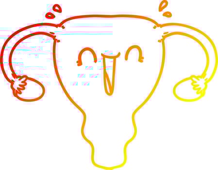 warm gradient line drawing cartoon happy uterus vector
