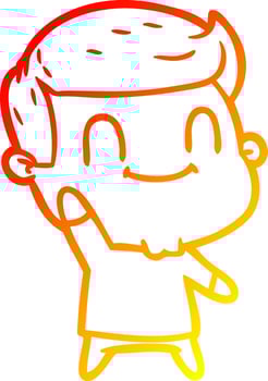 warm gradient line drawing cartoon happy man vector