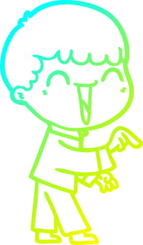 cold gradient line drawing cartoon happy man vector