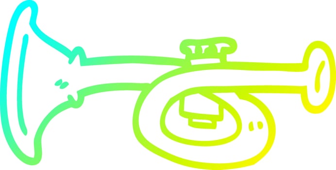 cold gradient line drawing cartoon metal trumpet vector