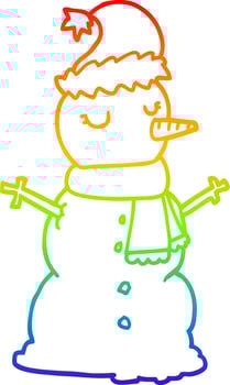 rainbow gradient line drawing cartoon snowman vector