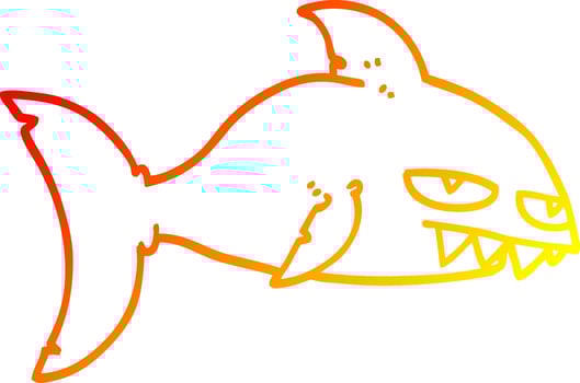 warm gradient line drawing cartoon deadly shark vector