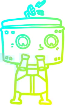 cold gradient line drawing cartoon robot vector