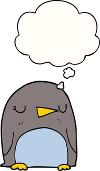 cartoon penguin and thought bubble vector