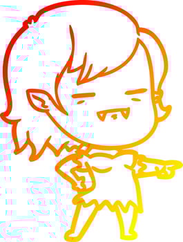 warm gradient line drawing cartoon undead vampire girl vector