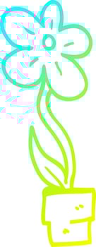 cold gradient line drawing cartoon flower pot vector