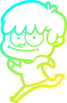 cold gradient line drawing happy cartoon man vector