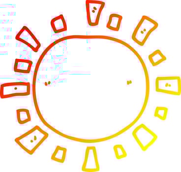 warm gradient line drawing cartoon sun vector