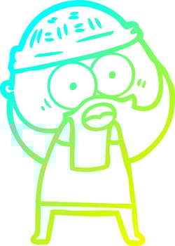 cold gradient line drawing cartoon bearded man vector