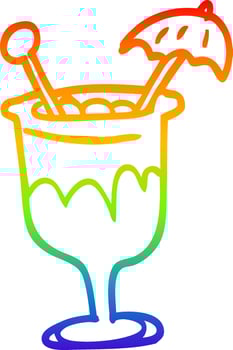 rainbow gradient line drawing cartoon cocktail vector