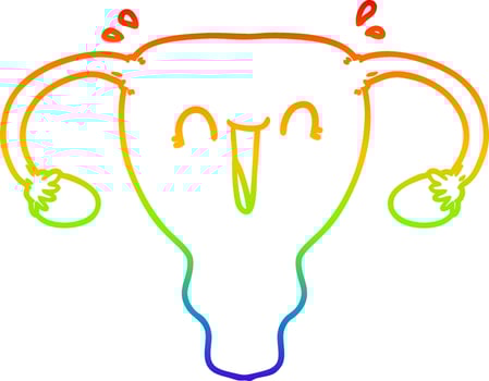 rainbow gradient line drawing cartoon happy uterus vector