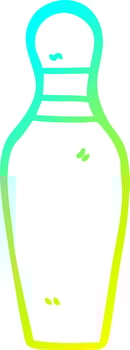 cold gradient line drawing cartoon bowling pin vector