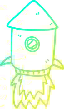 cold gradient line drawing cartoon space rocket vector