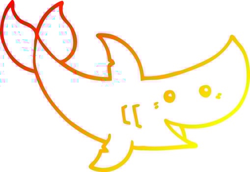 warm gradient line drawing cartoon shark vector