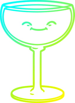cold gradient line drawing cartoon glass of wine vector
