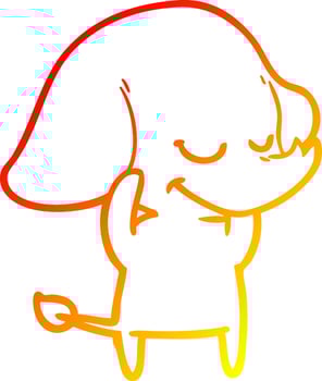 warm gradient line drawing cartoon smiling elephant vector
