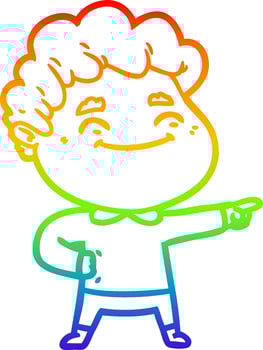 rainbow gradient line drawing cartoon friendly man vector