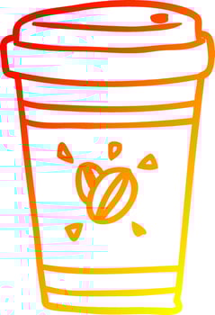warm gradient line drawing cup of takeout coffee vector