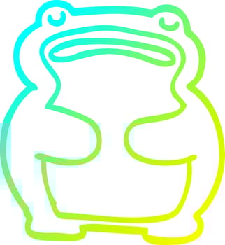 cold gradient line drawing cartoon frog vector