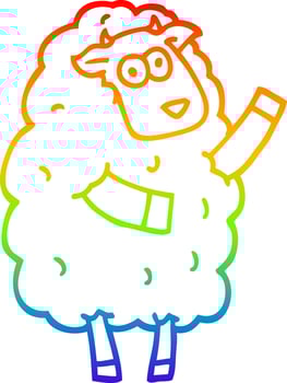 rainbow gradient line drawing cartoon sheep vector